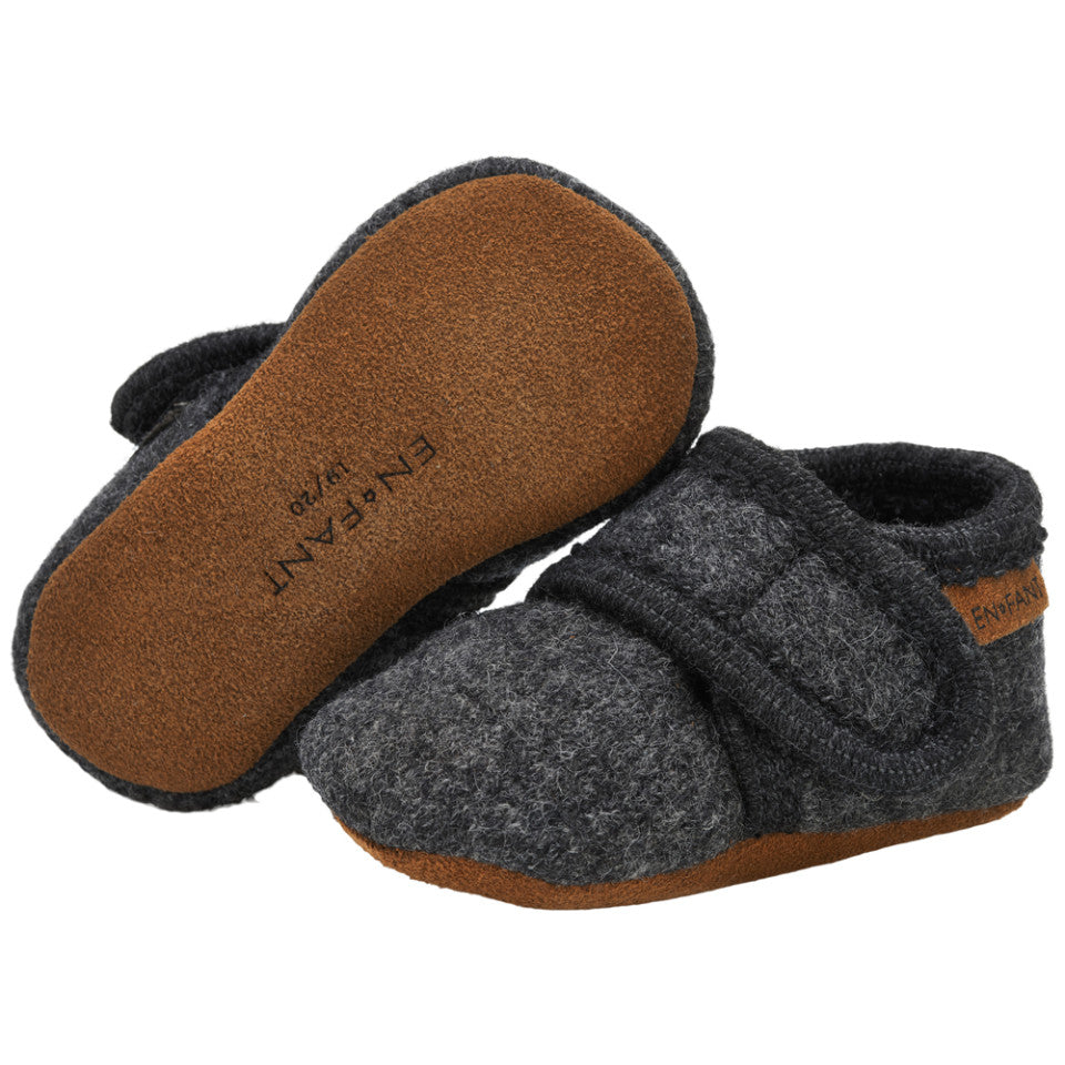 En Fant - Baby Wool Slippers (Dark Grey Melange)