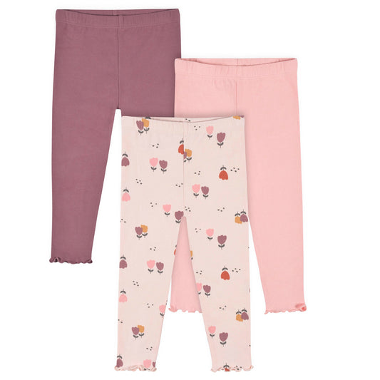 Gerber 3-Pack Girls Burgundy Floral Leggings