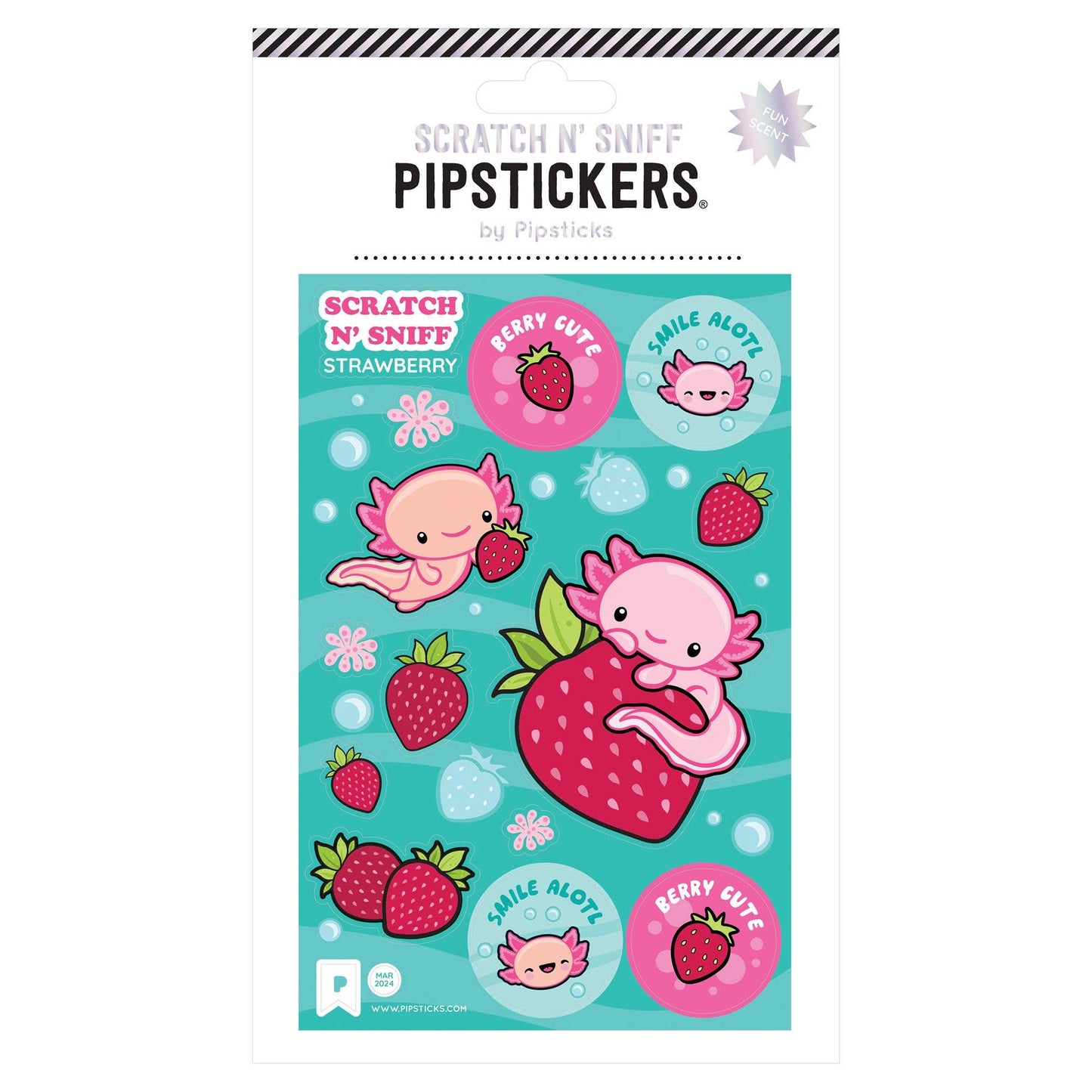 Pipsticks - Berry Cute Axolotl Scratch 'N Sniff Stickers