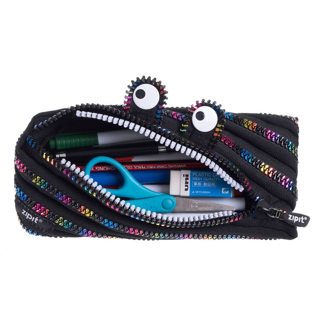 ZIPIT - ZIPIT Monster Pencil Case, Black & Rainbow