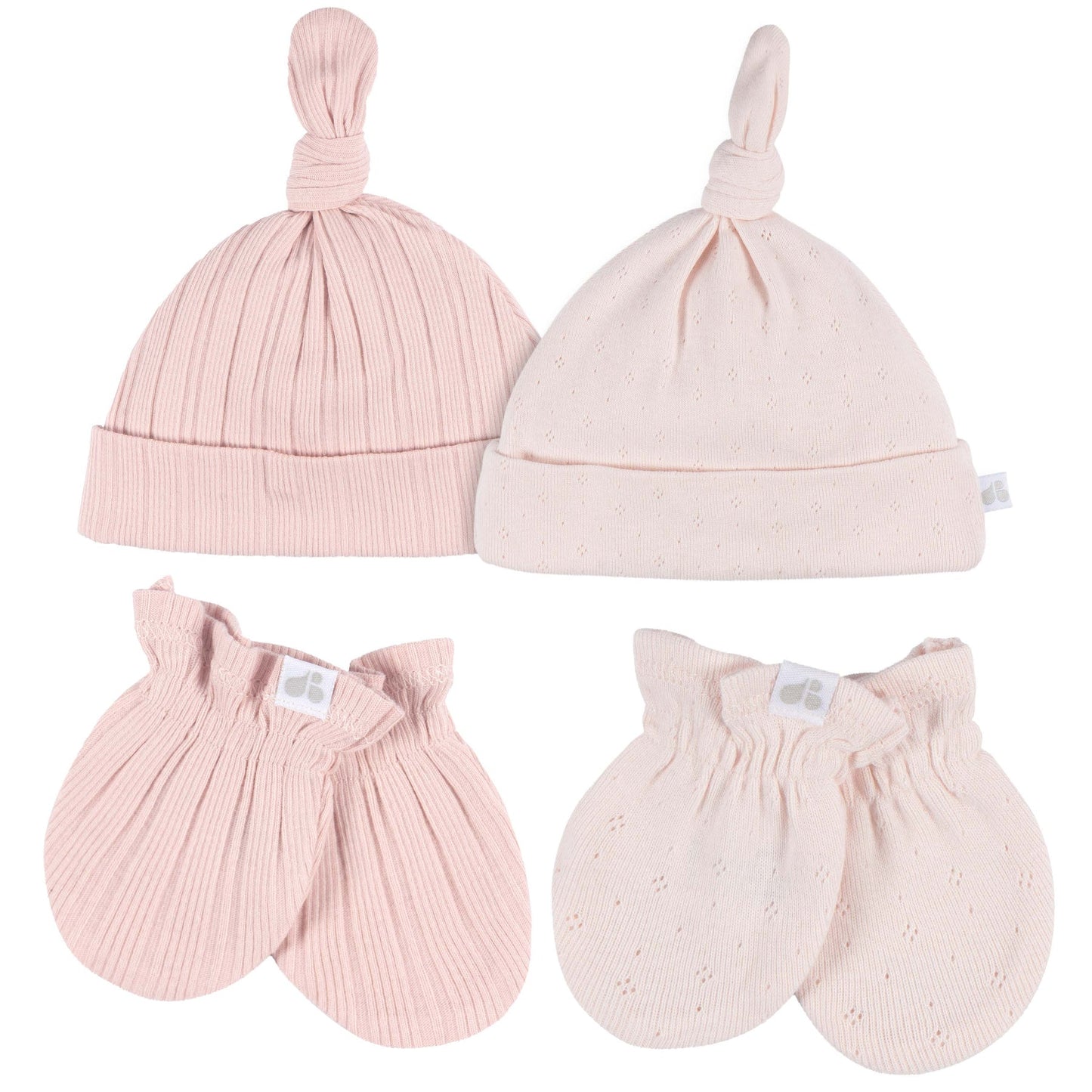 Just Born by Gerber Baby Girl - 4-Piece Hat and Mittens (PINK)