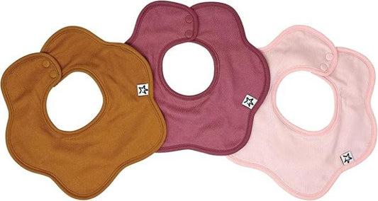 Tiny Twinkle-Kaffle Roundabout Drool Bibs 3 Pack - Pink, Mauve, Lilac