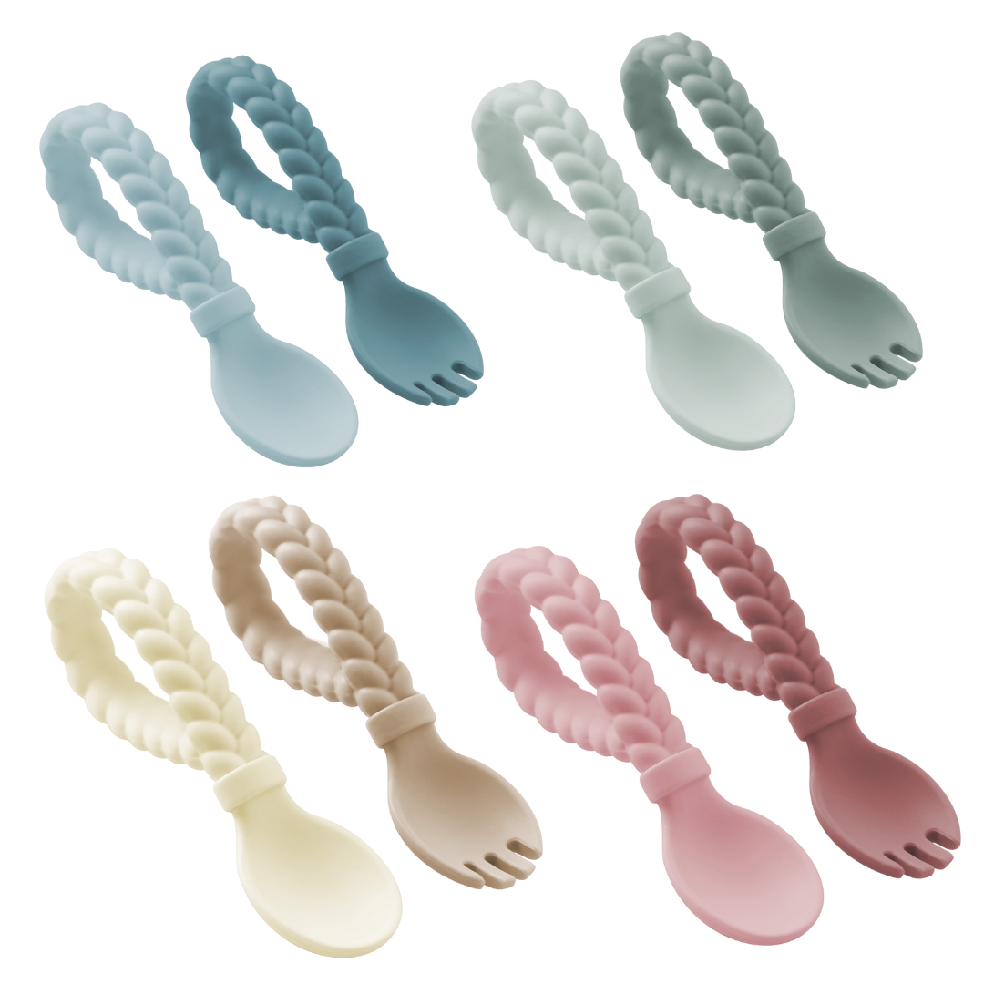 Itzy Ritzy - Sweetie Spoons™ Spoon + Fork Set: Buttercream + Toffee