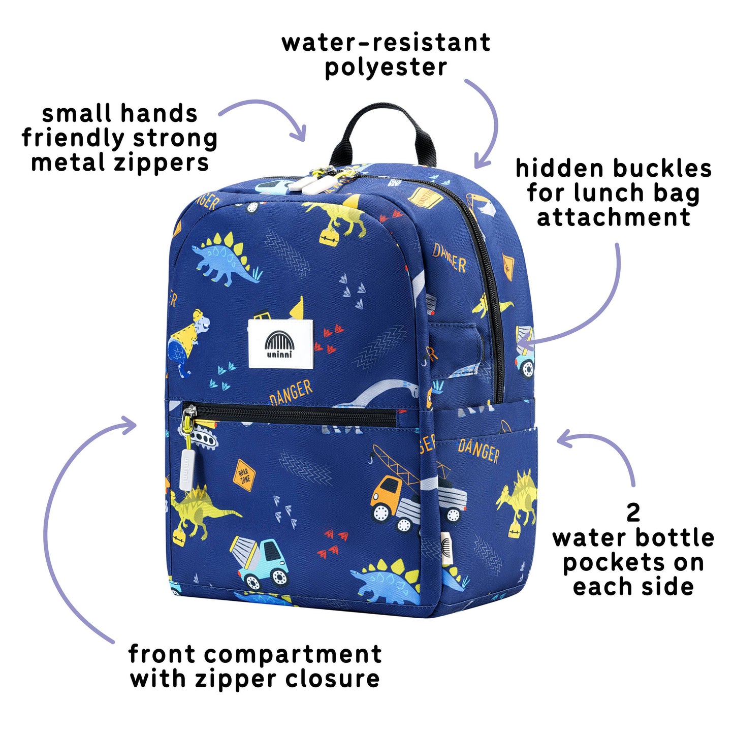 Uninni - Ethan Backpack-Blue Dinosaur