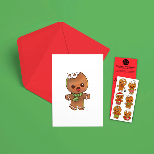 Pico Greeting Card + Temporary Tattoo - The Gingerbread