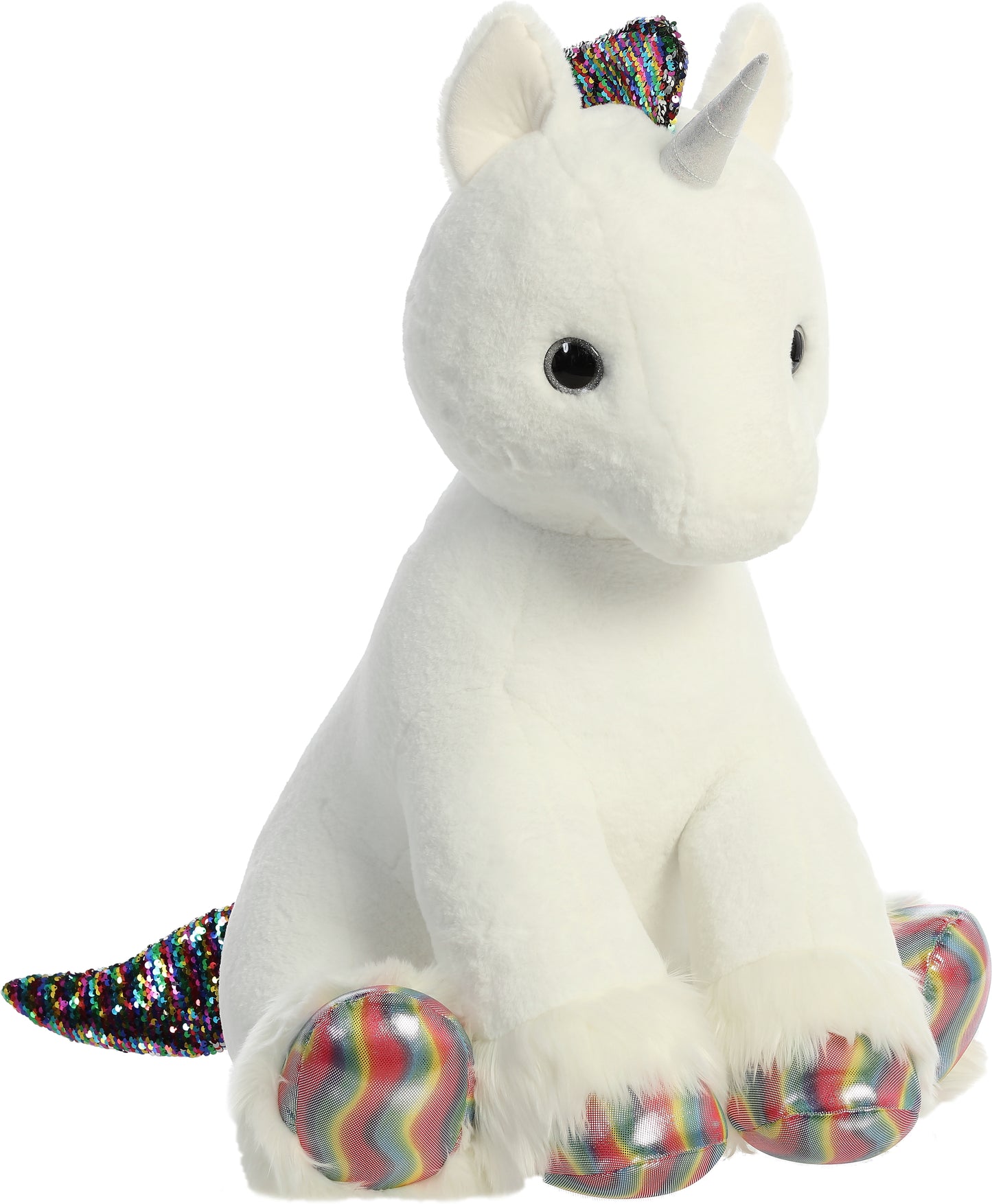 Aurora -Shimmers-Clouds Unicorn White 33"