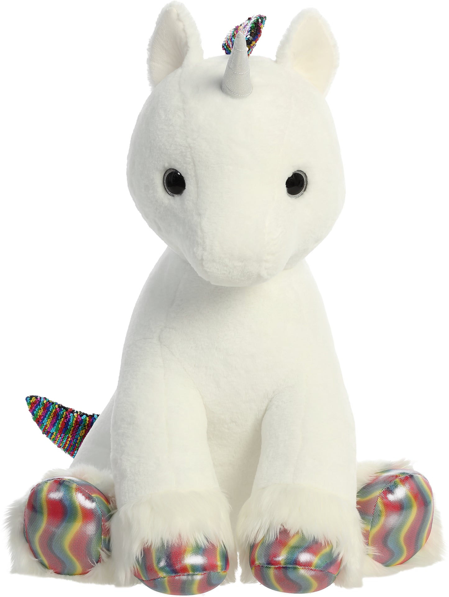 Aurora -Shimmers-Clouds Unicorn White 33"