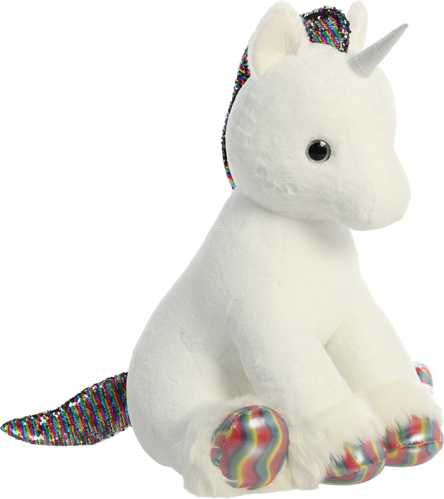 Aurora -Shimmers-Clouds Unicorn White 33"