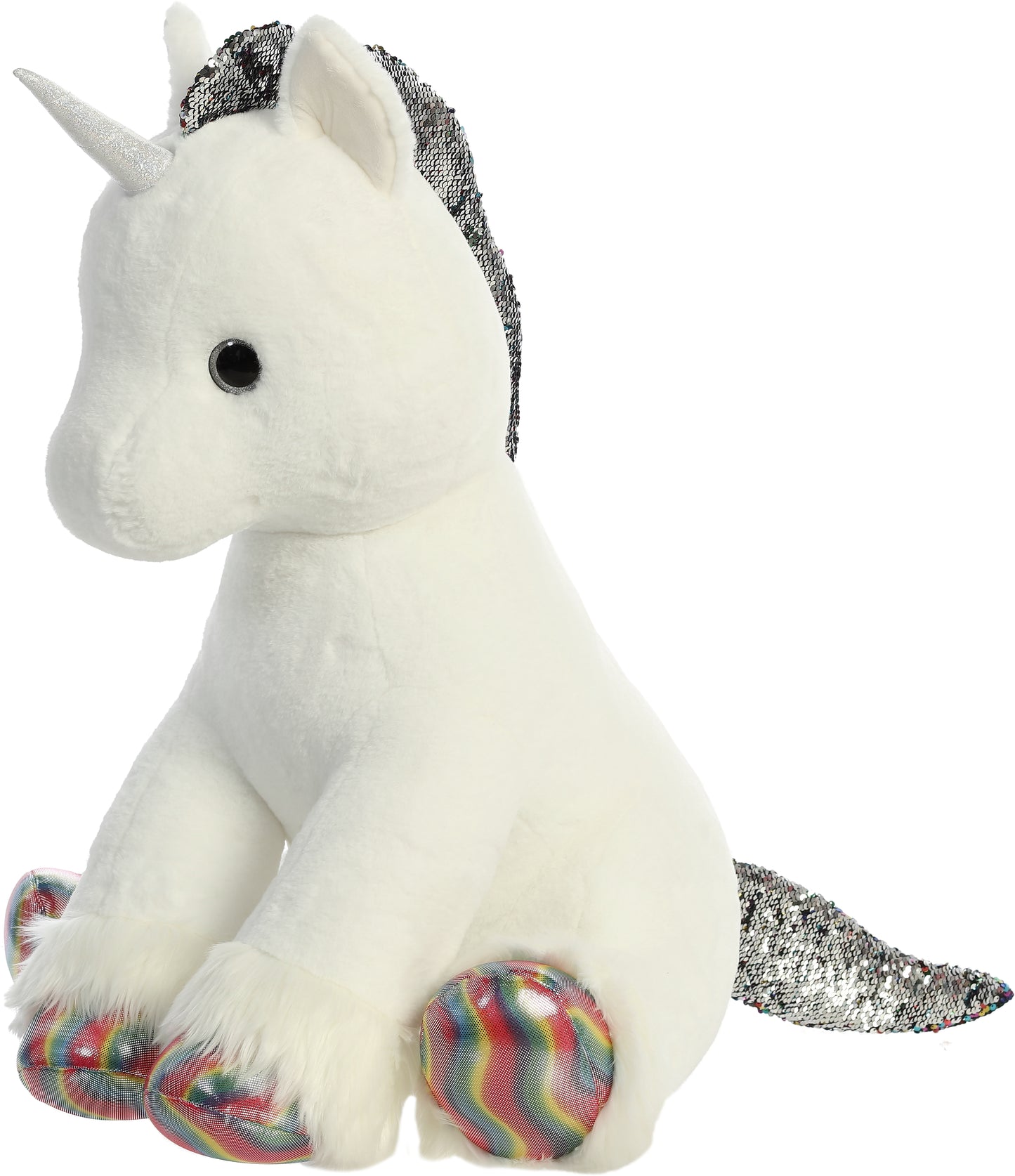 Aurora -Shimmers-Clouds Unicorn White 33"