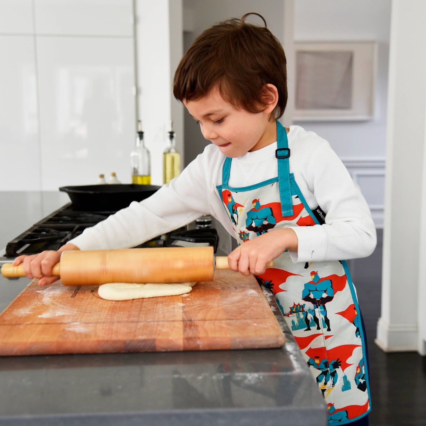 Urban Infant - Little Helper Kids Apron, Washable Cotton/Poly - Dinosaurs: MEDIUM