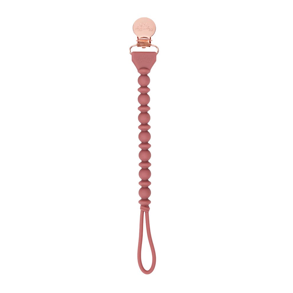 Itzy Ritzy - Sweetie Strap™ Silicone One-Piece Pacifier Clips: Pink Beaded