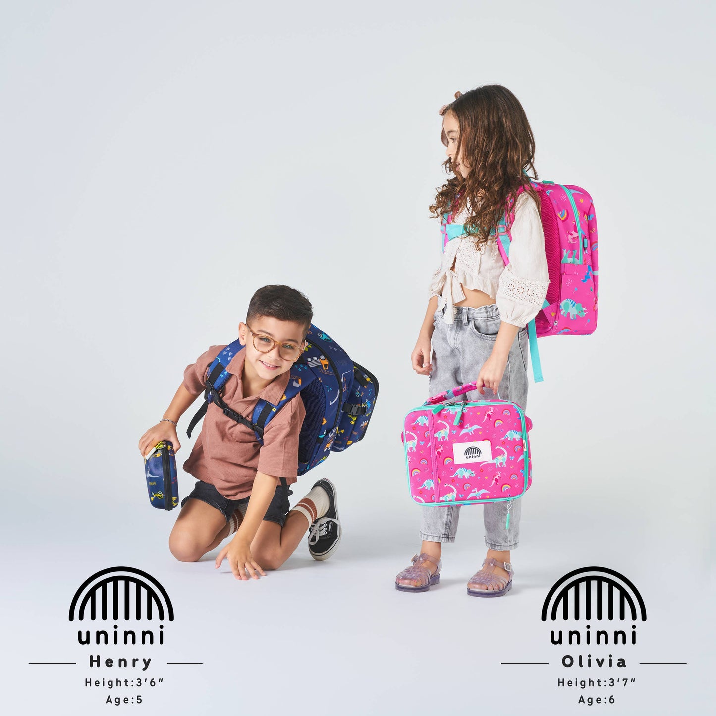 Uninni - Ethan Backpack-Pink Dinosaur