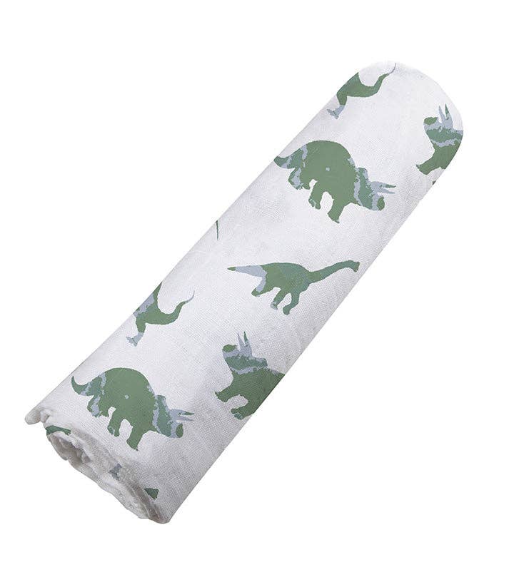 Newcastle Classics - Granite Green Dinosaurs Cotton Swaddle