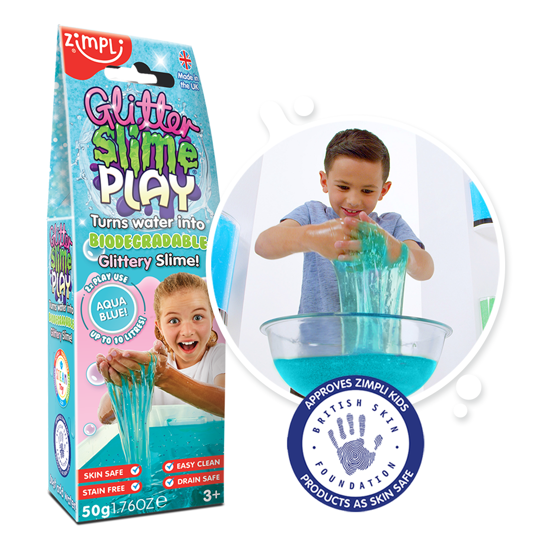 Zimpli Glitter Slime Play Certified Biodegradable Sensory Toy