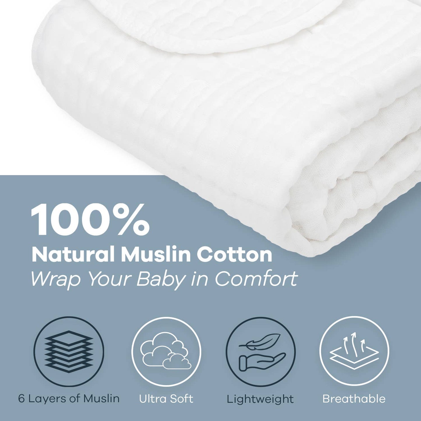 Comfy Cubs - Baby Muslin Cotton Blankets By Comfy Cubs: Blush