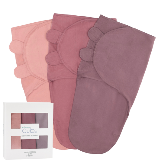 Comfy Cubs - Baby Easy Swaddle Blankets - Pack Of 3 By Comfy Cubs: Small/Medium / Blush/Mauve/Mulberry