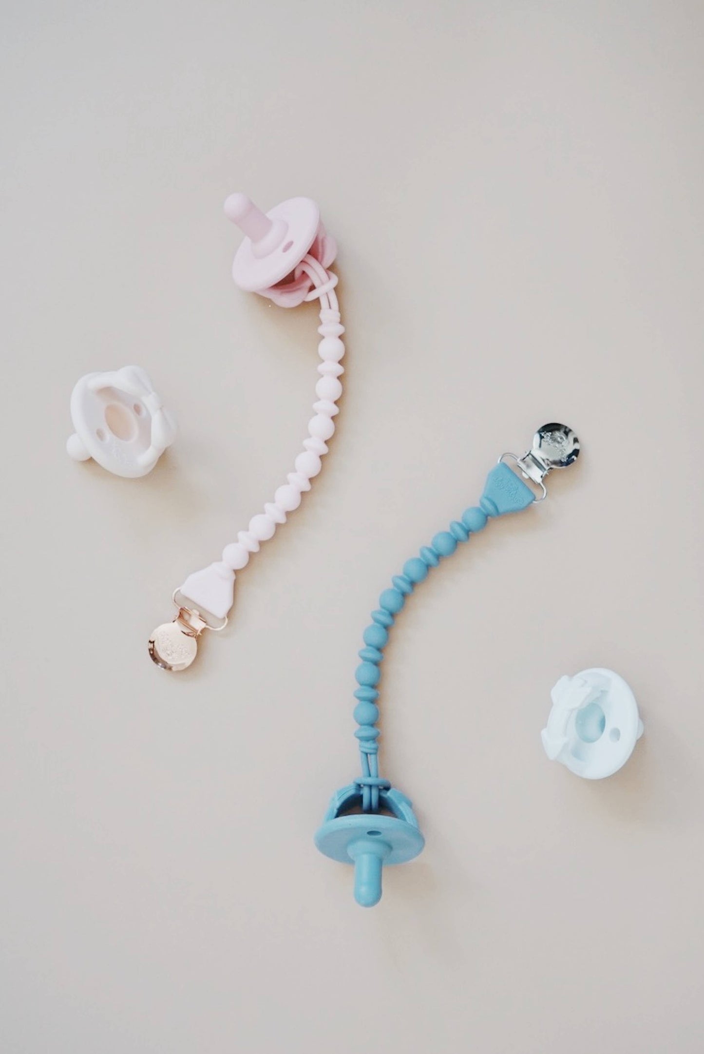 Itzy Ritzy - Sweetie Strap™ Silicone One-Piece Pacifier Clips: Pink Beaded