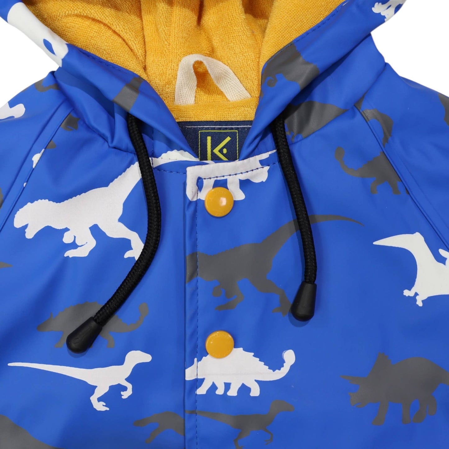 Korango - Dinosaur Colour Change Raincoat Victoria Blue - Terry Towel