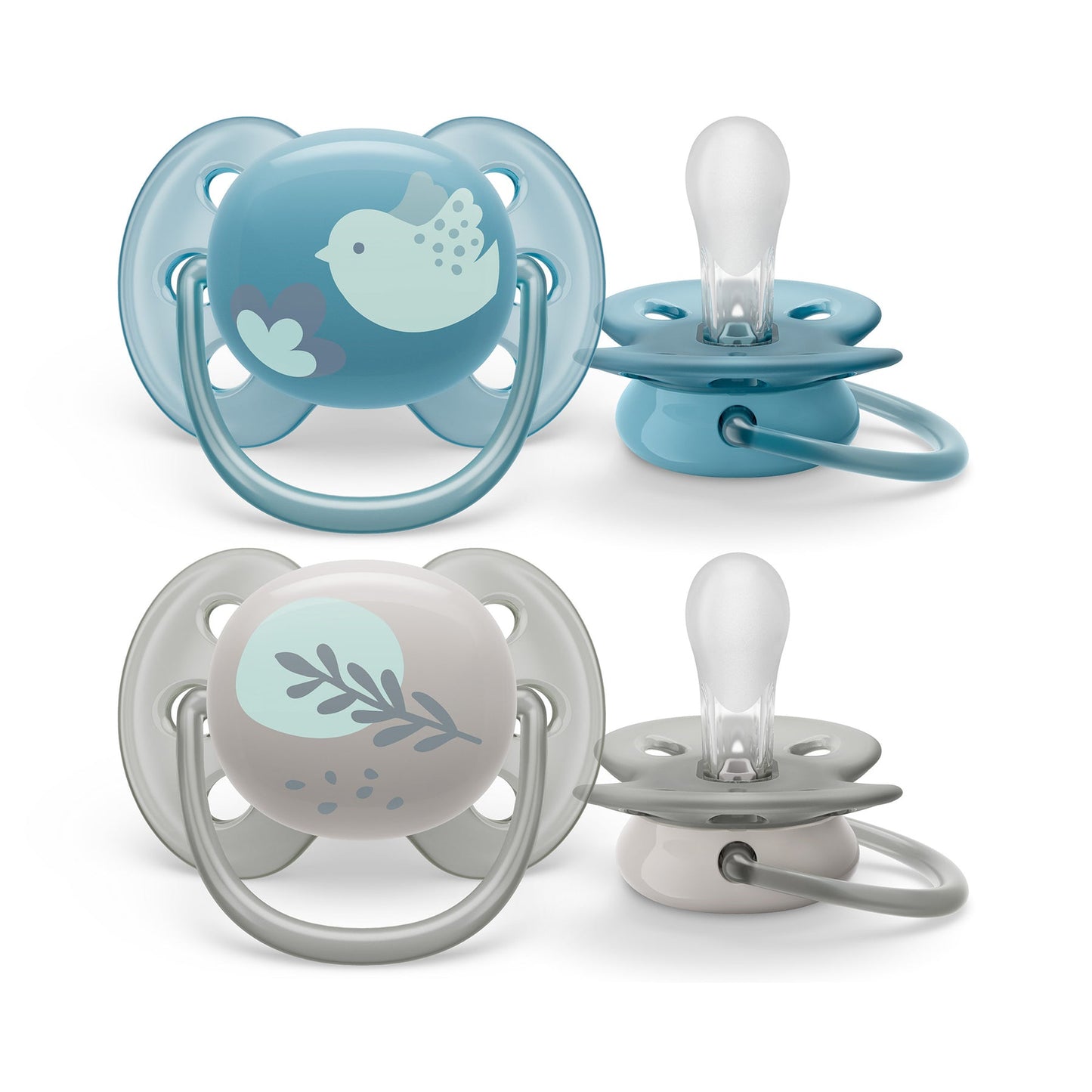 Phillips Avent - Ultra Soft Pacifier - 6-18m - Blue Dove + Silver Leaf - 2 pack