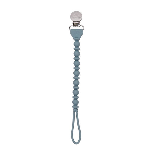 Itzy Ritzy - Sweetie Strap™ Silicone One-Piece Pacifier Clips: Storm Gray Beaded