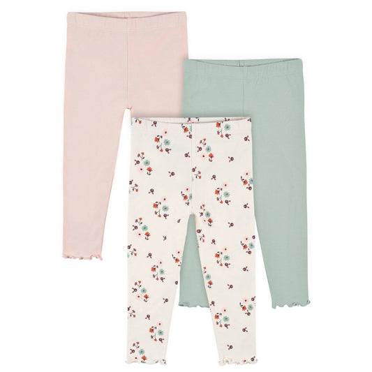 Gerber 3-Pack Girls Green Floral Leggings