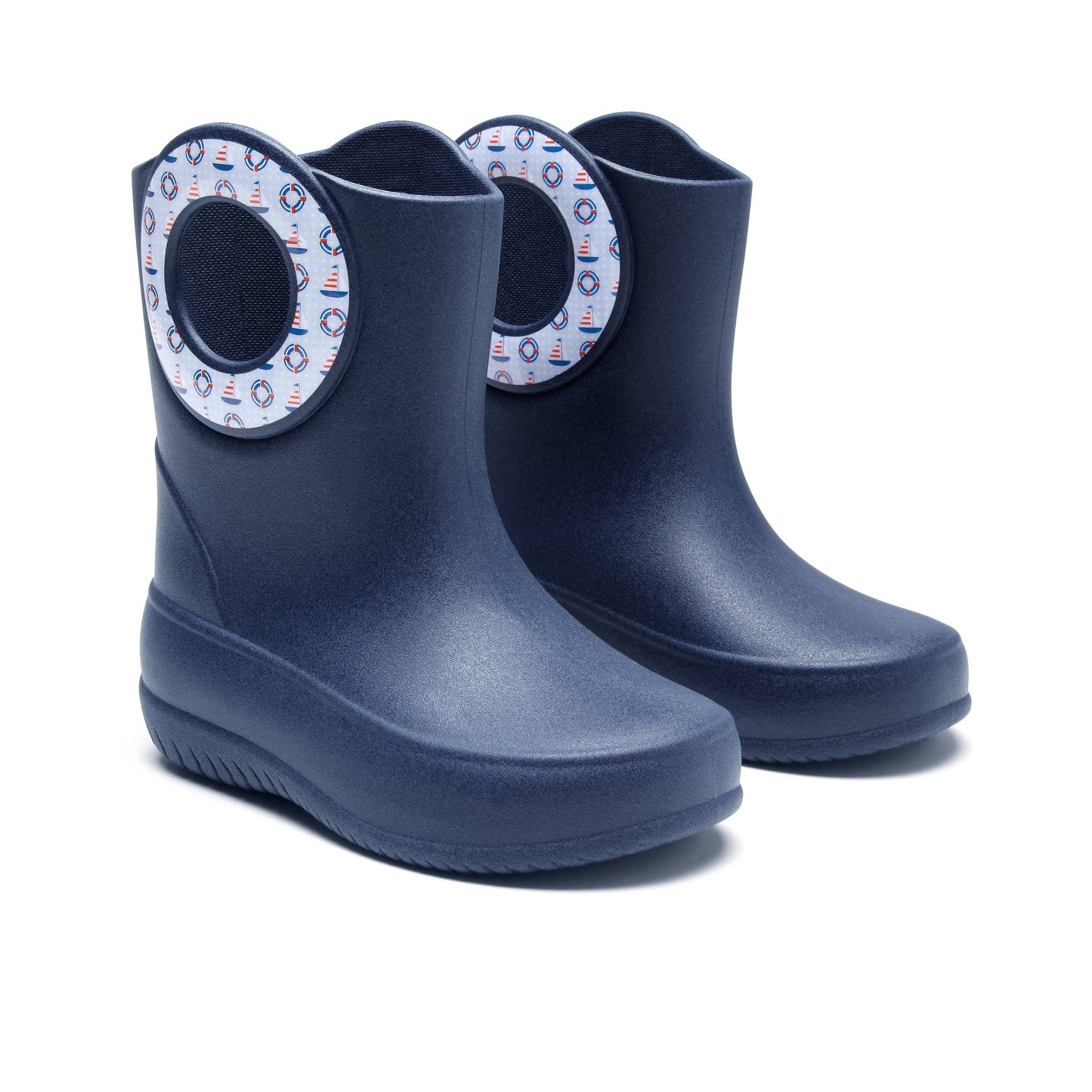 Okabashi - Kendall Toddler Rain Boot: Navy- Sail Boats