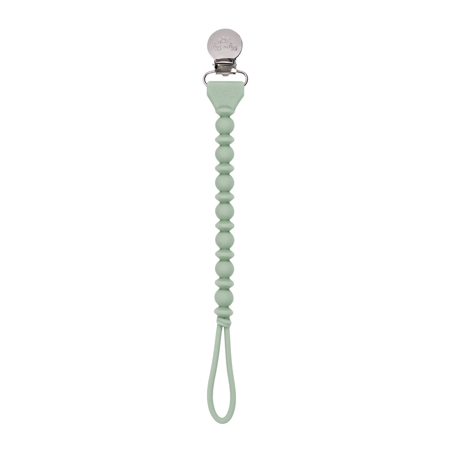 Itzy Ritzy - Sweetie Strap™ Silicone One-Piece Pacifier Clips: Storm Gray Beaded