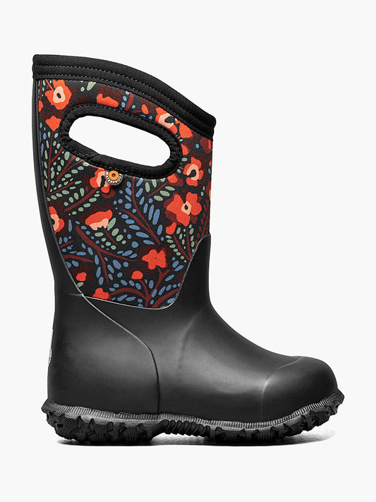 Bogs Kids K York Super Flower Insulated Rainboots - Black Multi