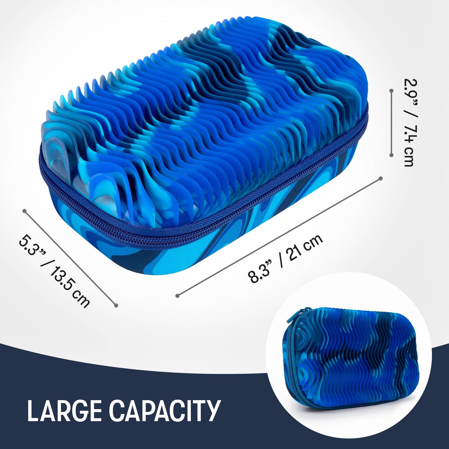 ZIPIT - ZIPIT Wavy Storage Box, Sensory Pencil Box: Blue