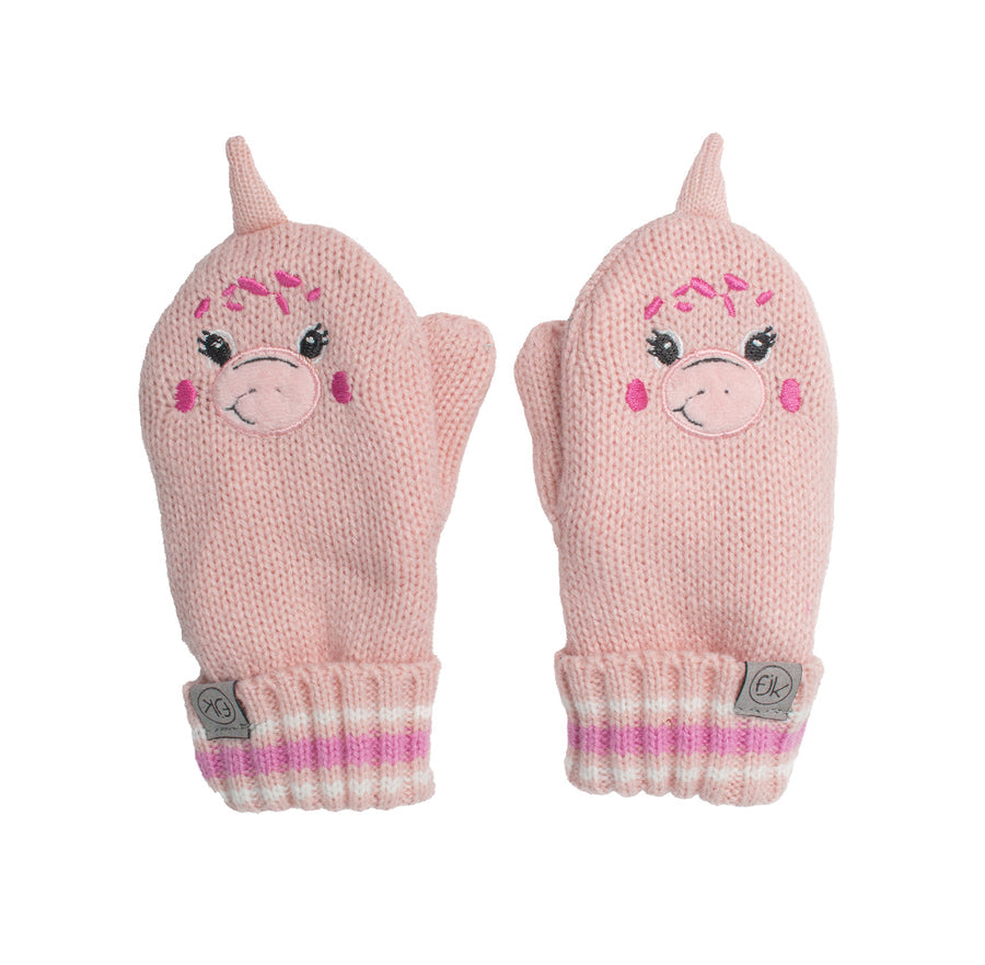 FlapJackKids- Baby Knitted Mittens - Dino Pink