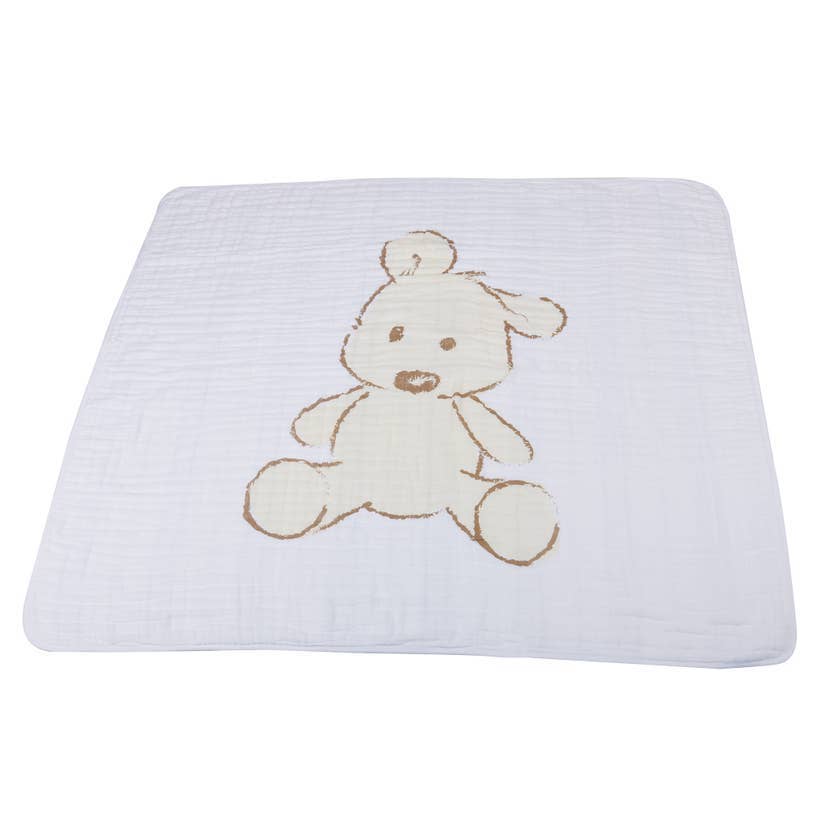 Newcastle Classics - Teddy Bear And Grey Stripe Newcastle Blanket