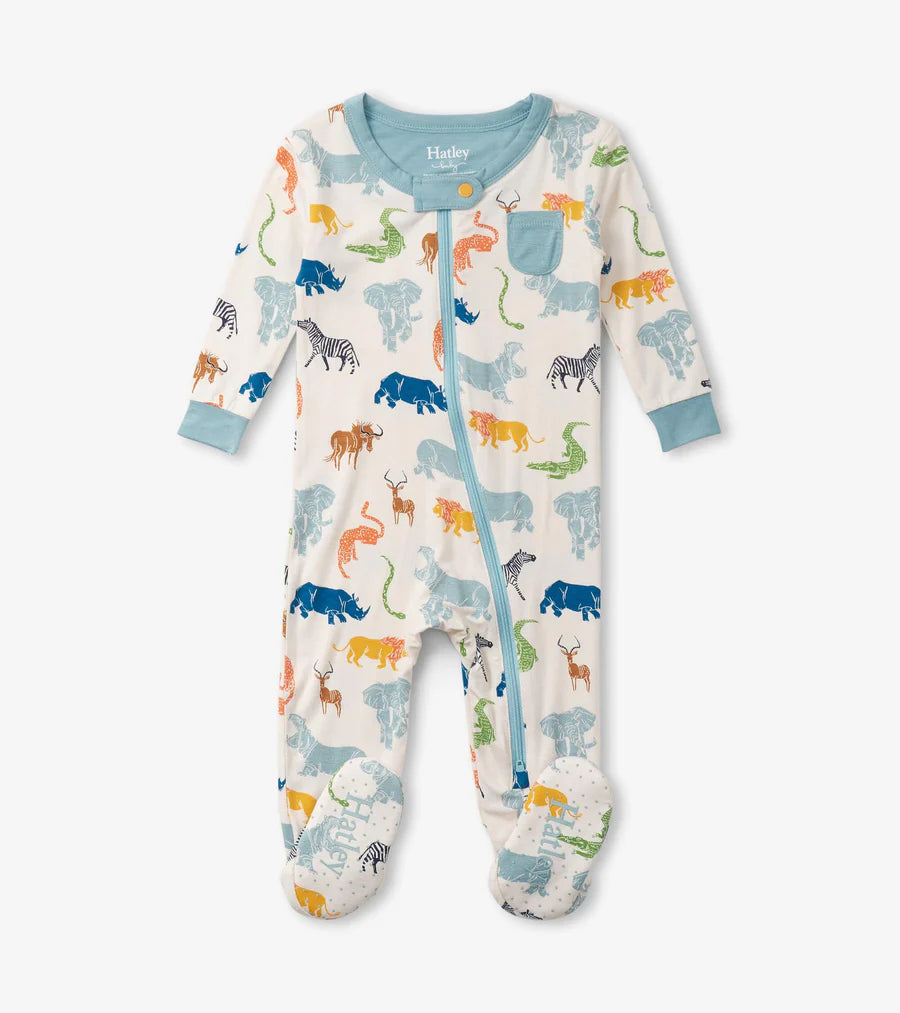 Hatley - Scratchy Safari Bamboo Coverall - Sea Salt