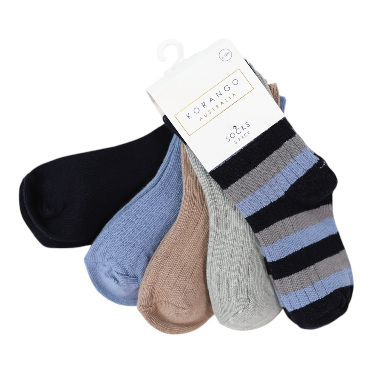 Korango -  Ribbed Socks 5pk Plain