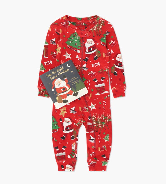 Red Twas The Night Before Christmas -Baby Coverall & Book Box