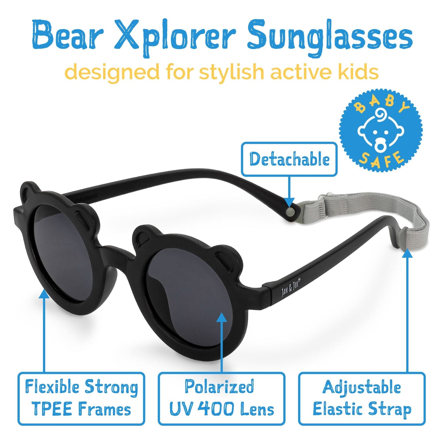 Jan & Jul  Bear Sunglasses - Black