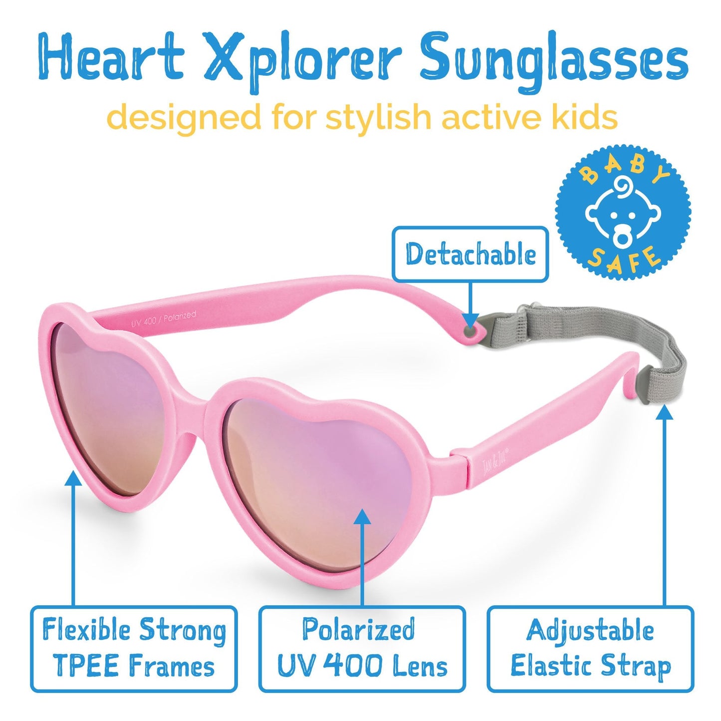 Jan & Jul Heart Sunglasses - Peachy Pink