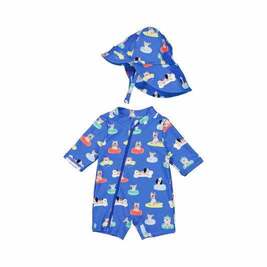 Mayoral Bathing Suit Sun Romper with Hat