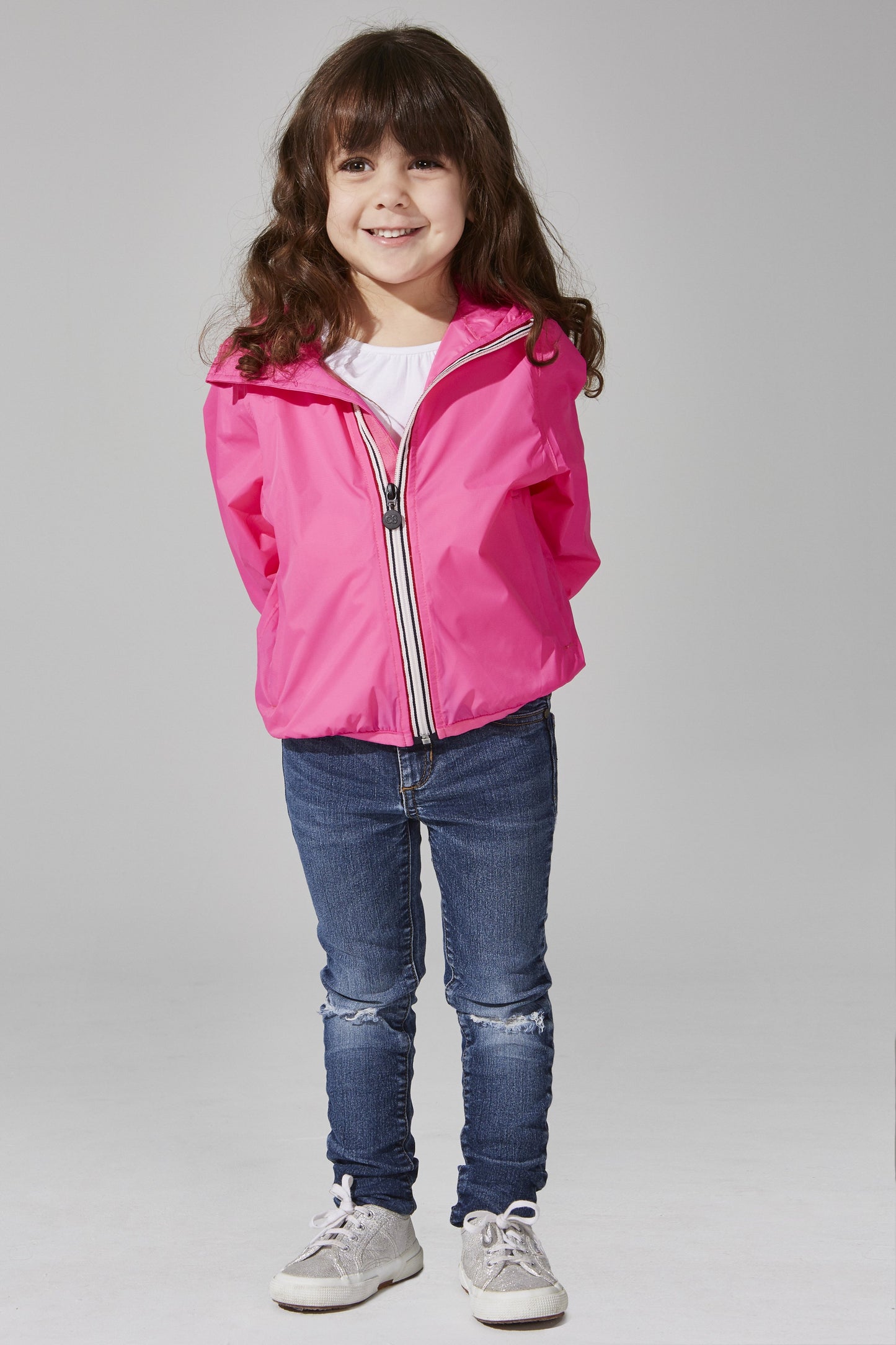 O8Lifestyle Kids Full Zip Front Jacket Pink Fluo