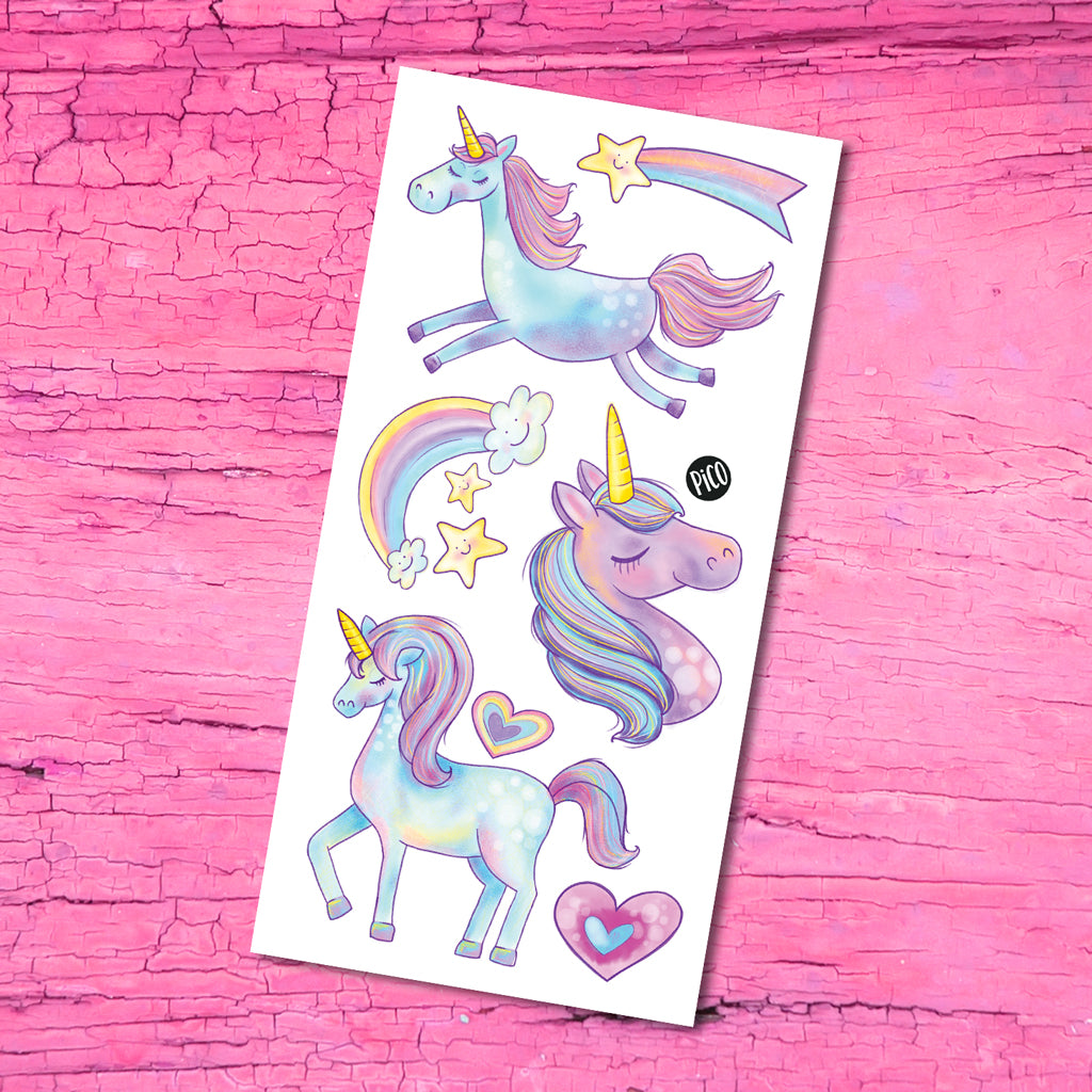 Pico Greeting Card + Temporary Tattoo - Unicorn