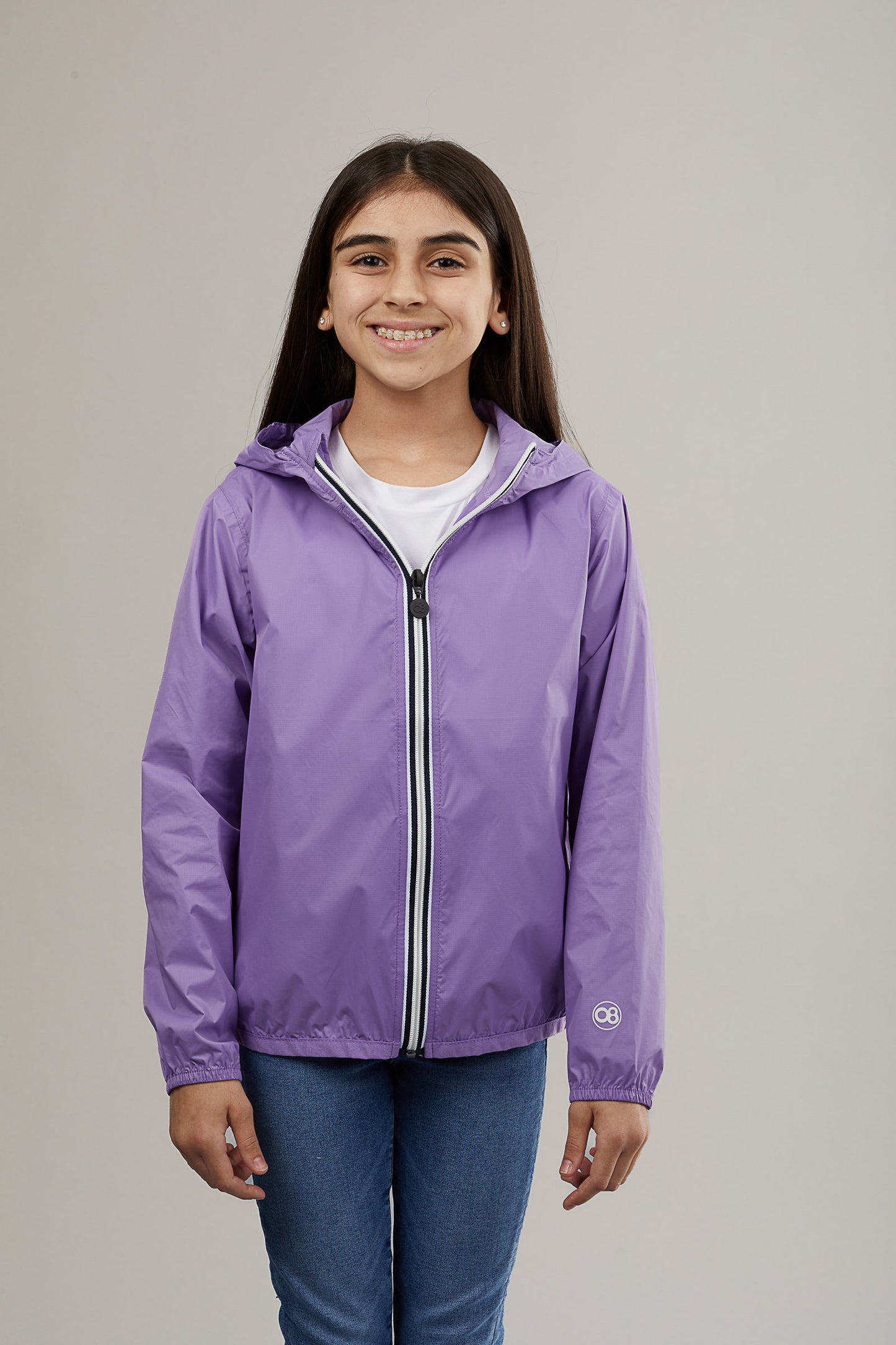 O8Lifestyle Kids Full Zip Front Jacket Light Purple