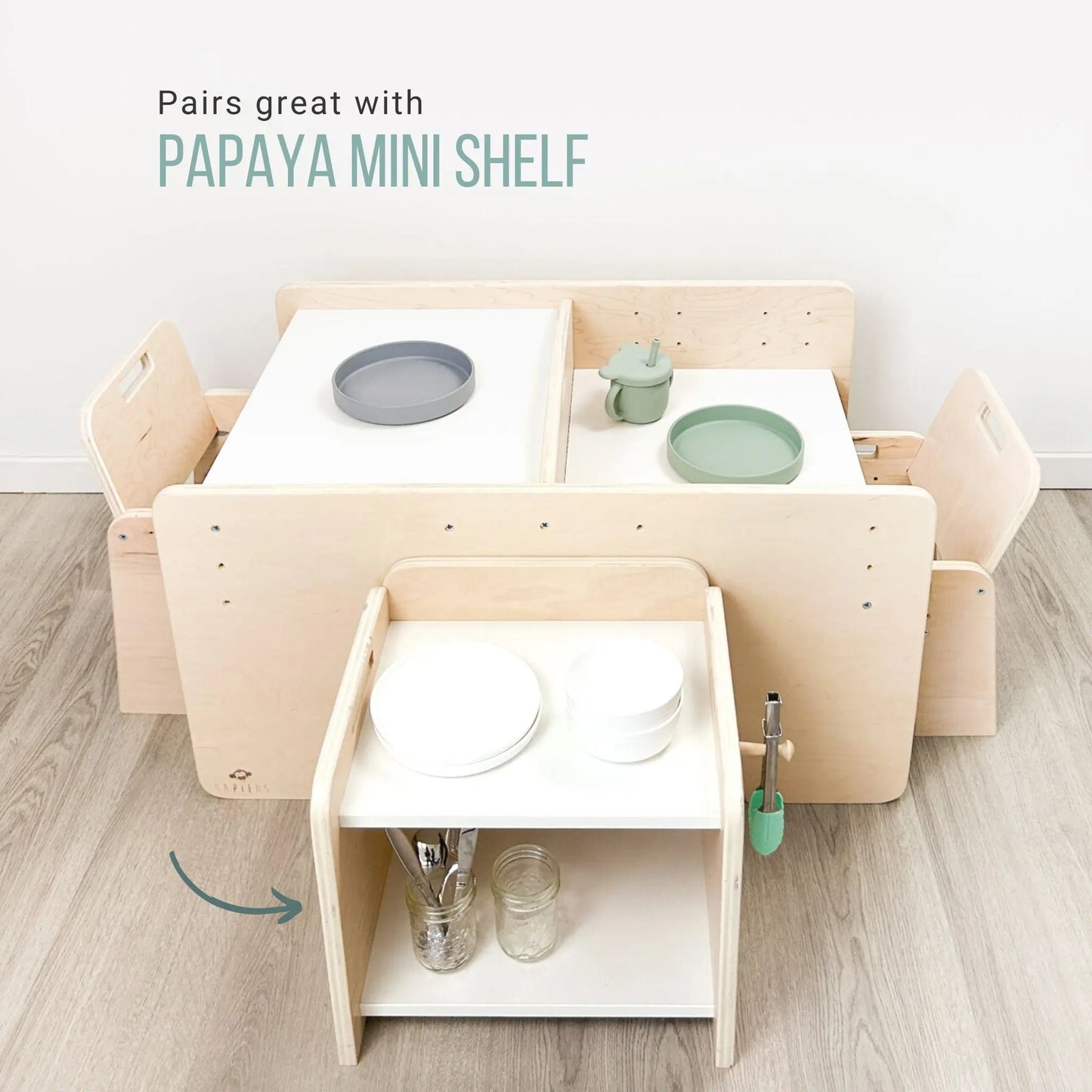 PAPAYA DOUBLE - Adjustable Montessori Table & Chair Set for Two