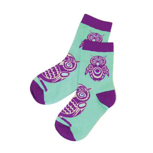 Kids Socks - Owls By Simone Diamond, Coast Salish