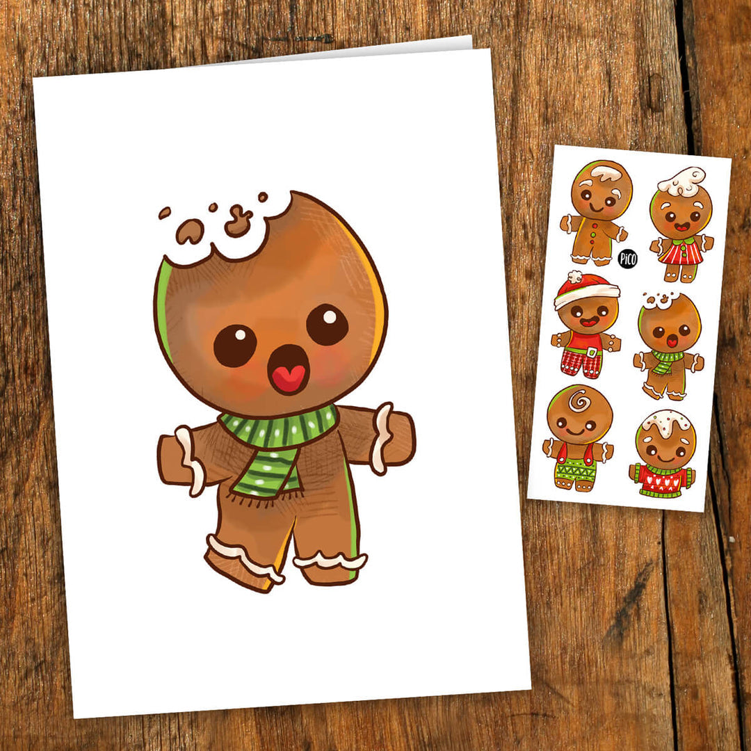 Pico Greeting Card + Temporary Tattoo - The Gingerbread