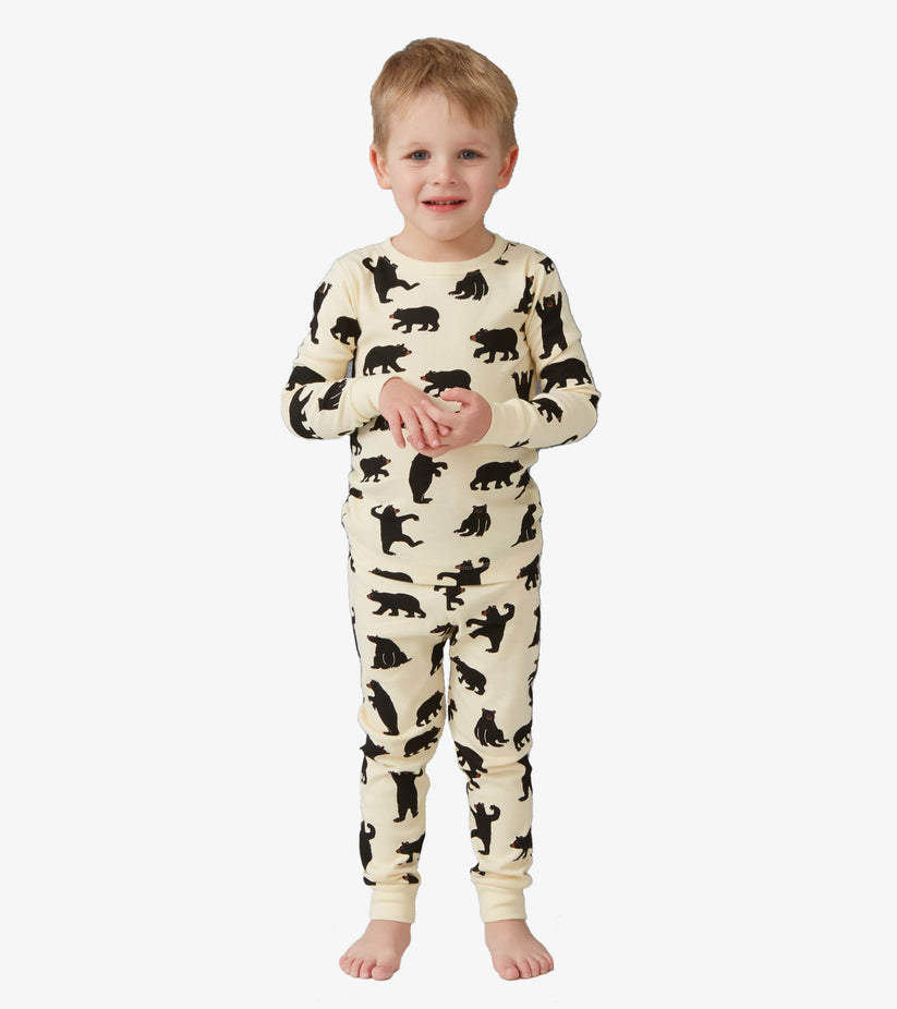 Little Blue House Black Bears Kids Pajama Set