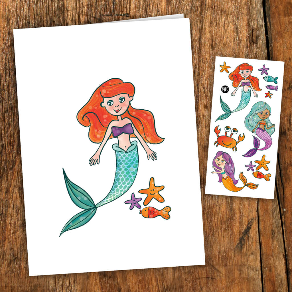 Pico Greeting Card + Temporary Tattoo - The Mermaids