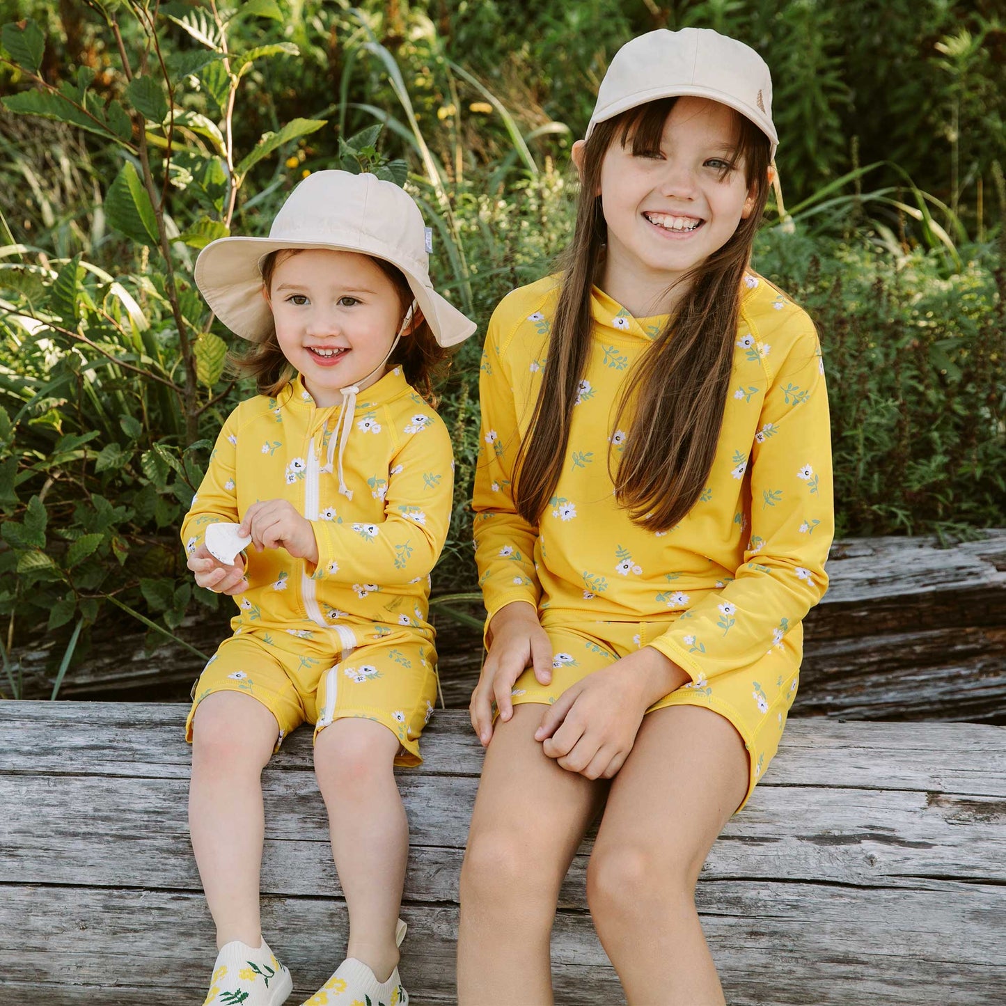 Jan & Jul 2-pc UV Jumpsuit - Yellow Flower