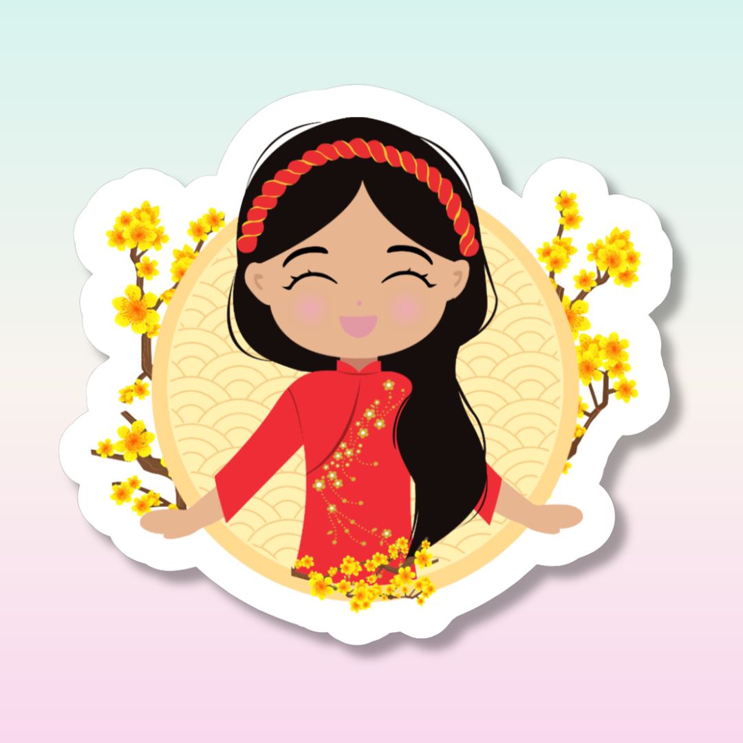 Vietnamese Math Sticker Joeydolls-Vietnamese Cultural Celebration Die Cut Sticker – Little ...