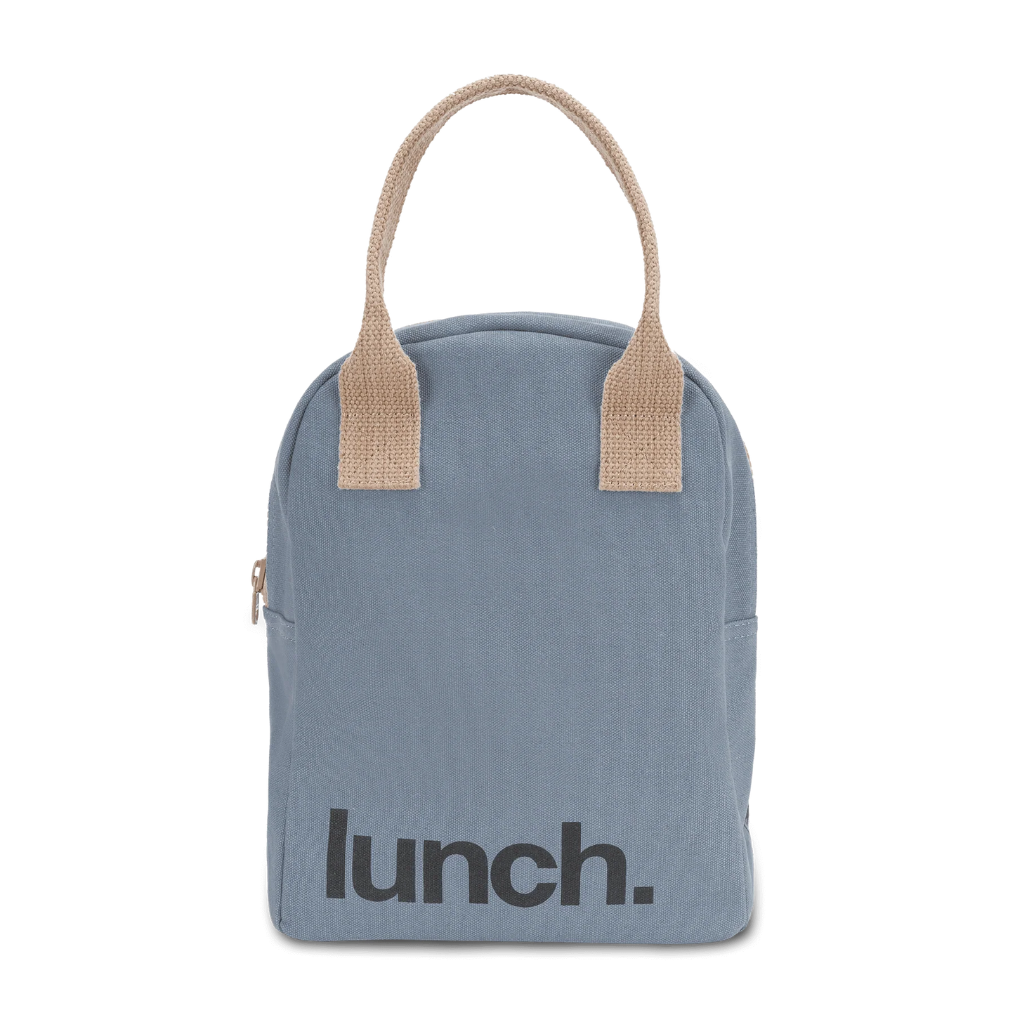 Fluf Zipper Lunch Bag- 'Lunch' Blue