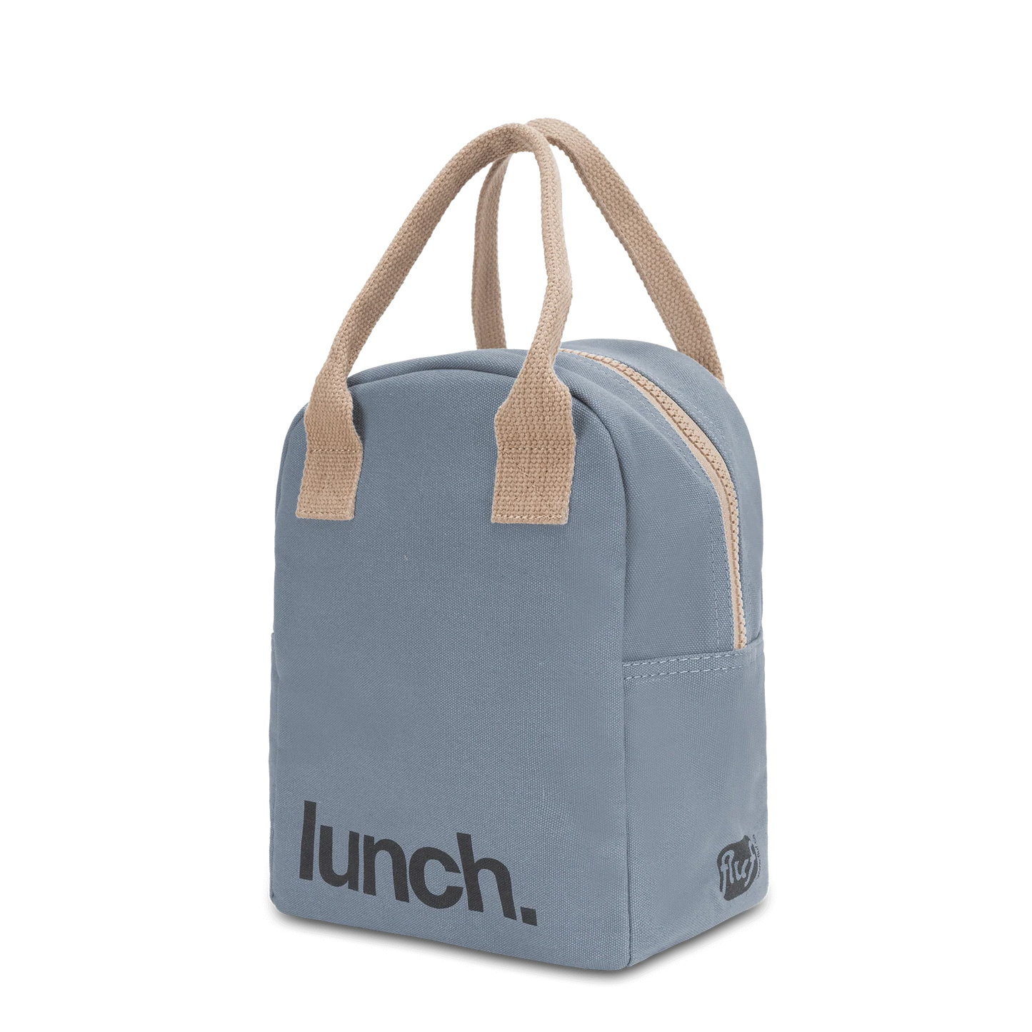 Fluf Zipper Lunch Bag- 'Lunch' Blue