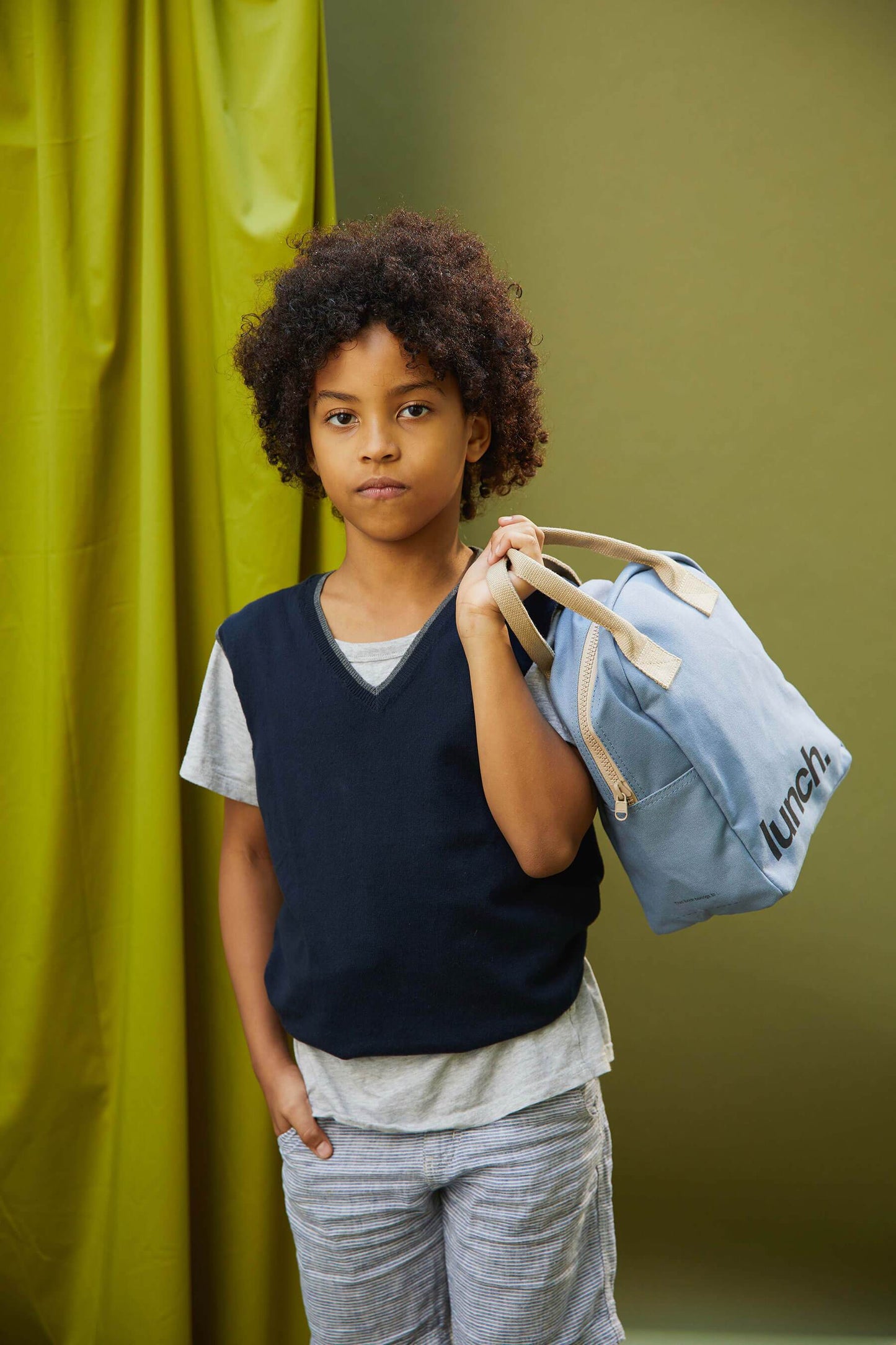 Fluf Zipper Lunch Bag- 'Lunch' Blue